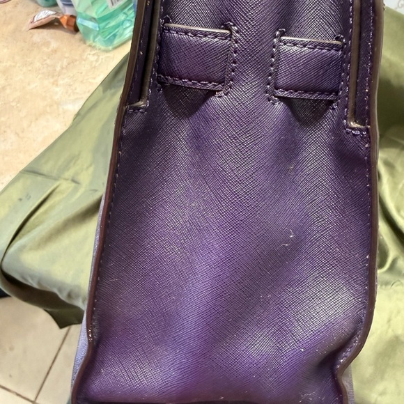 Michael Kors Saffiano Leather Satchel – Deep Purple – Silver Hardware - Picture 7 of 16